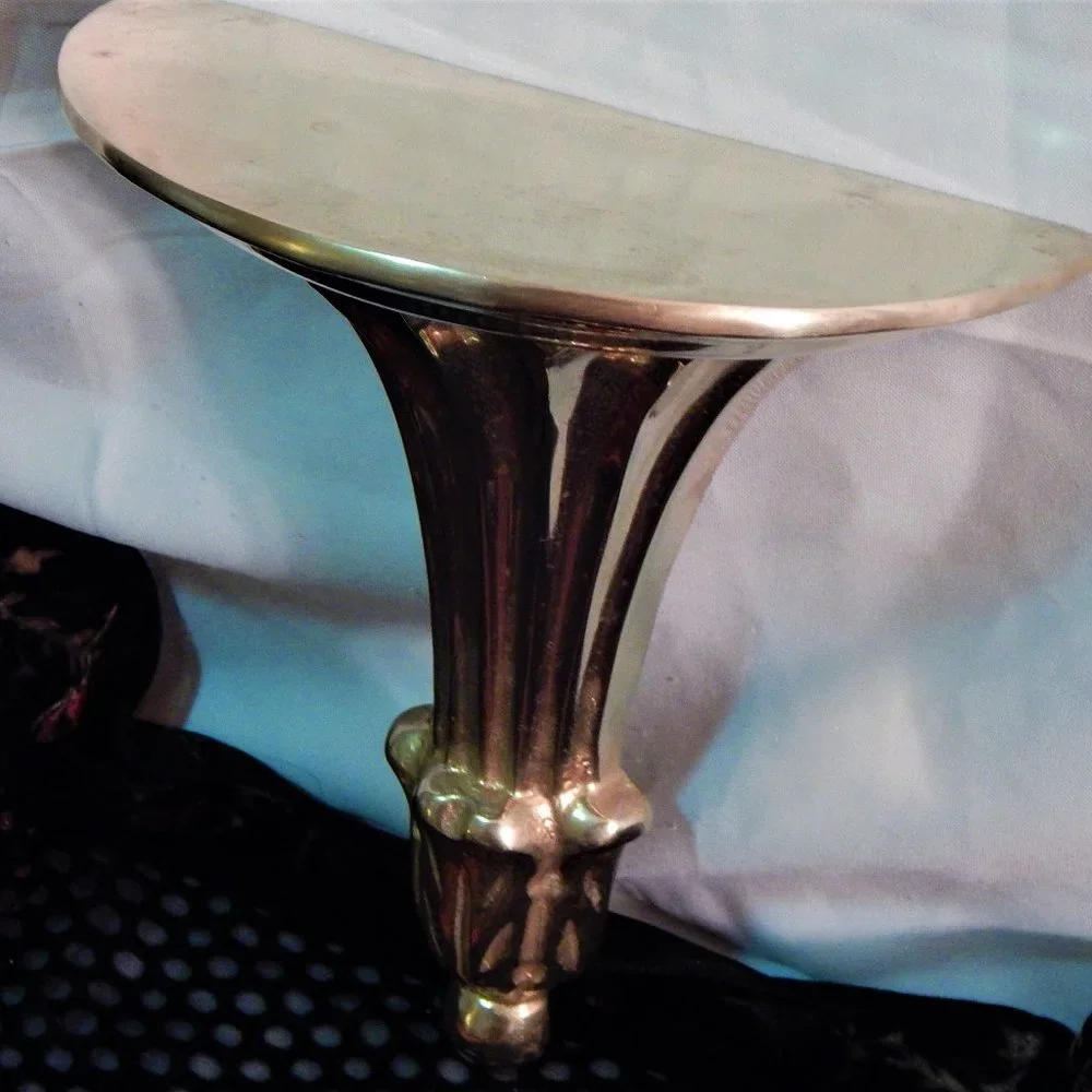 Antique 19th-Century Solid Brass Wallmount Table/Display Shelf, C. 1880's